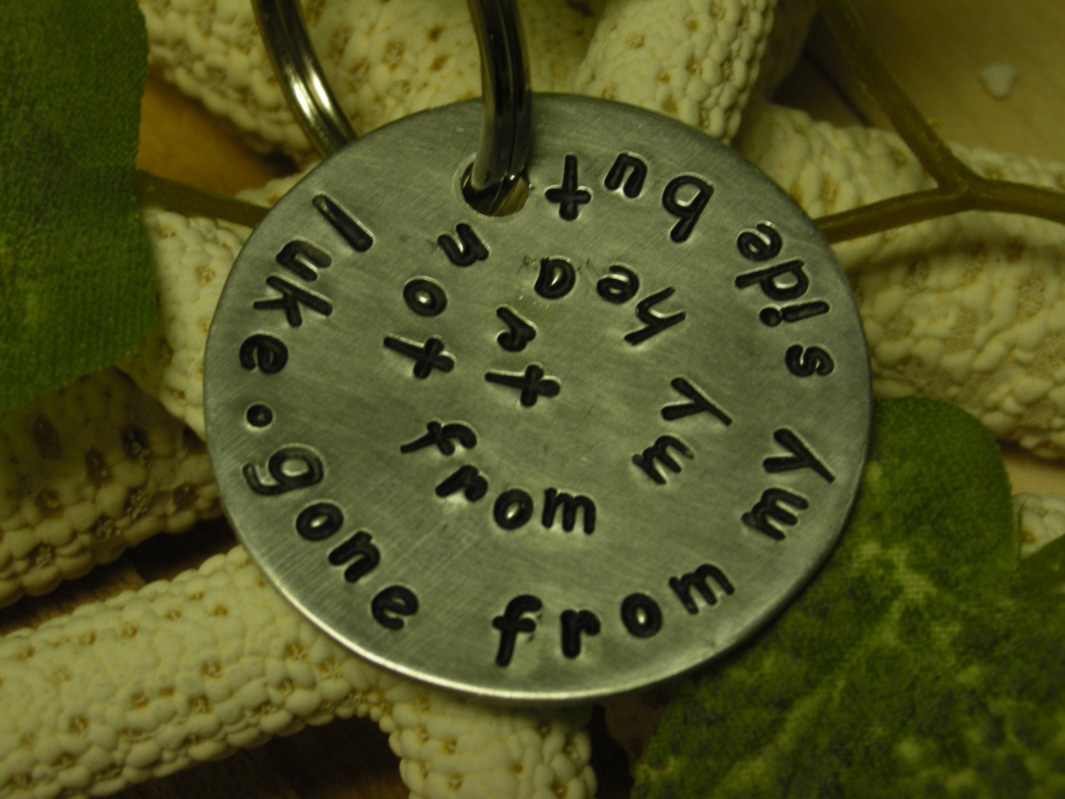 Aluminum Handstamped Pet Memorial Remembrance Keychain-Gone From My Side