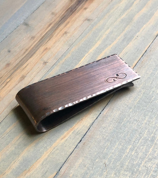 Copper Valentine's Day Money Clip - 7th Anniversary Gift - Personalized Infinity Sign Money Clip - Initial Money Clip-Valentine's Day Gift