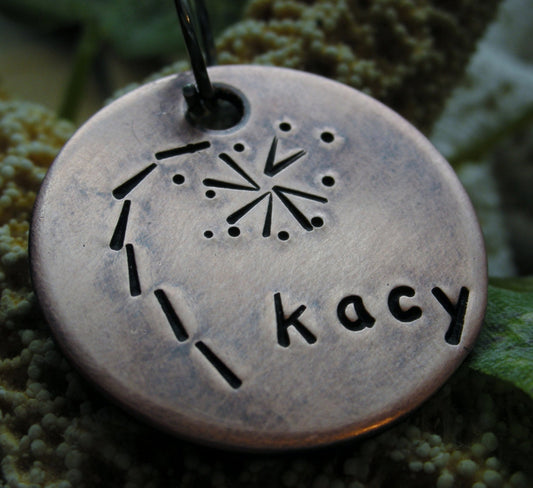 Copper Handstamped Pet ID Tag - Dainty Girl