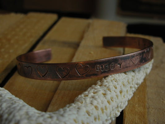 Copper Cuff Bracelet Pet Remembrance-I Carry You In My Heart