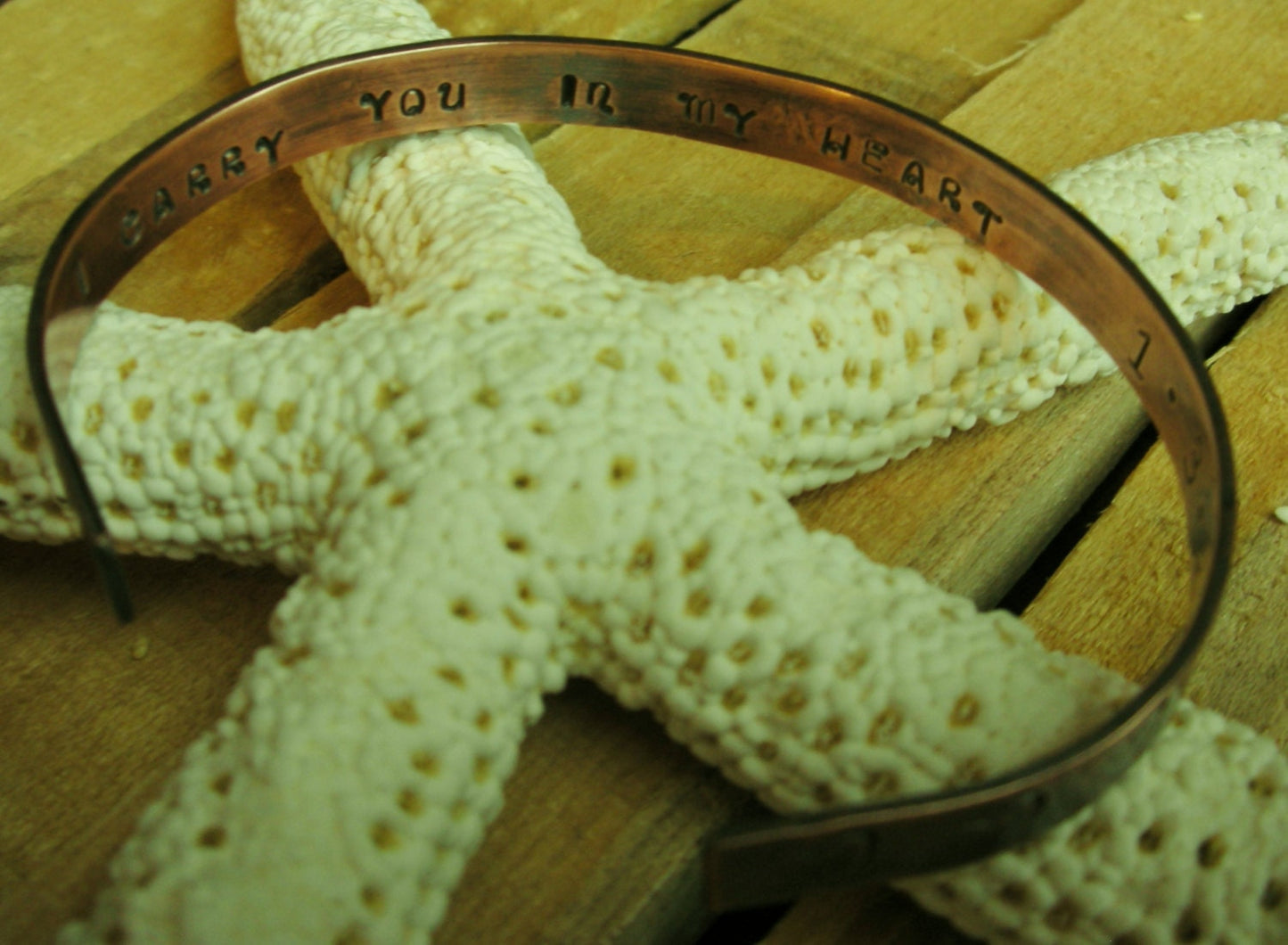 Copper Cuff Bracelet Pet Remembrance-I Carry You In My Heart