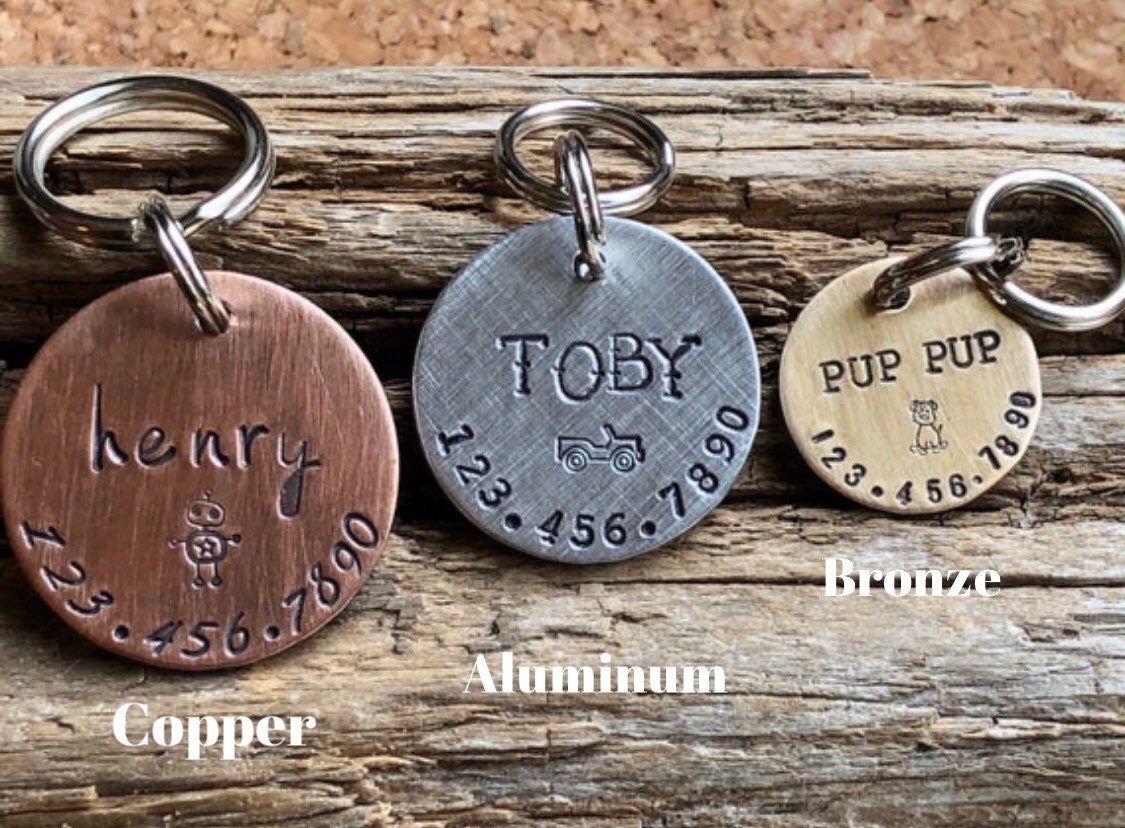 Name Tag for Dog, Hand Stamped Pet ID Tag, Posie, Personalized Dog Tag for Dog, Flower Dog Tag, Floral Dog Tag