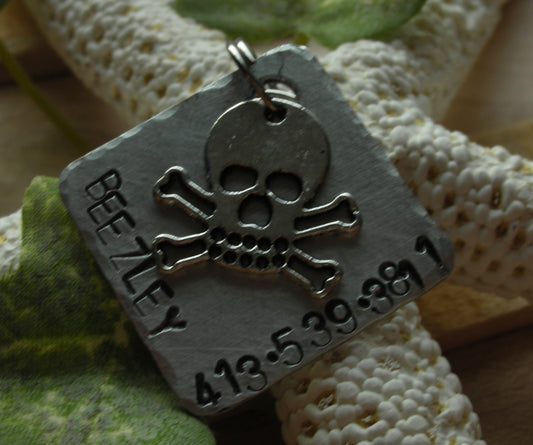 Aluminum Handstamped Pet ID Tag - Toooo Cool