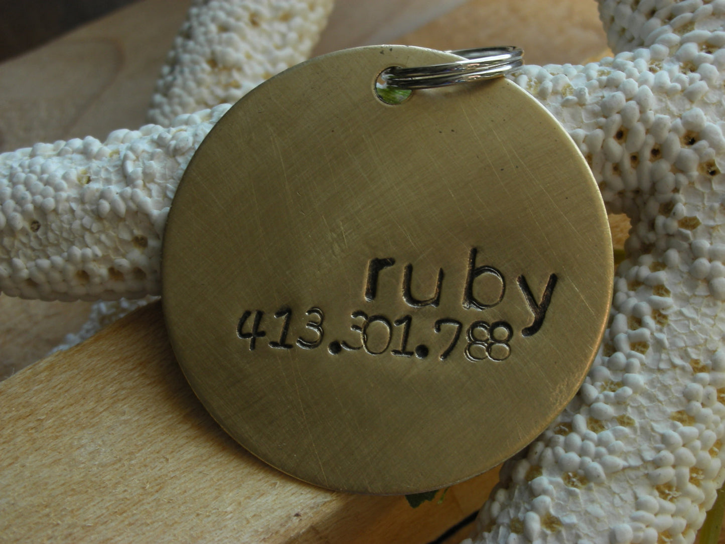 Custom Handstamped Dog/Pet ID Tag-The Ruby
