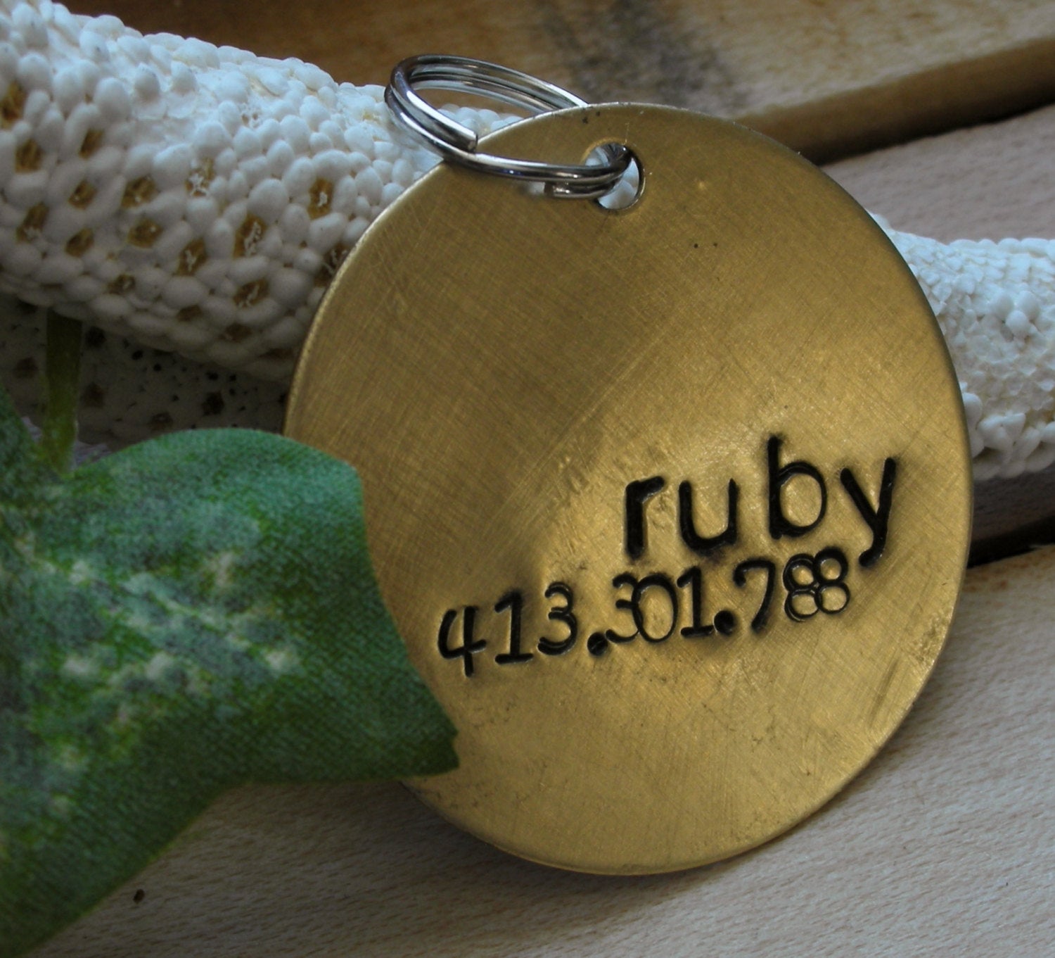 Custom Handstamped Dog/Pet ID Tag-The Ruby
