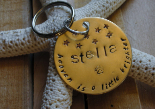 Nugold Handstamped Pet Memorial Remembrance Keychain-Heaven&#39;s Newest Star