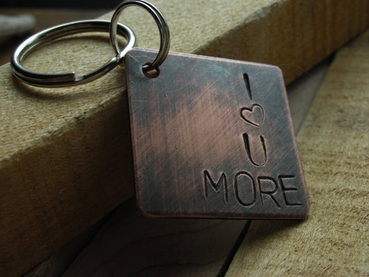 I Love You More-Custom Handstamped Personalized Keychain-Valentines Gift,Wedding Gift,Anniversary Gift, Birthday Gift