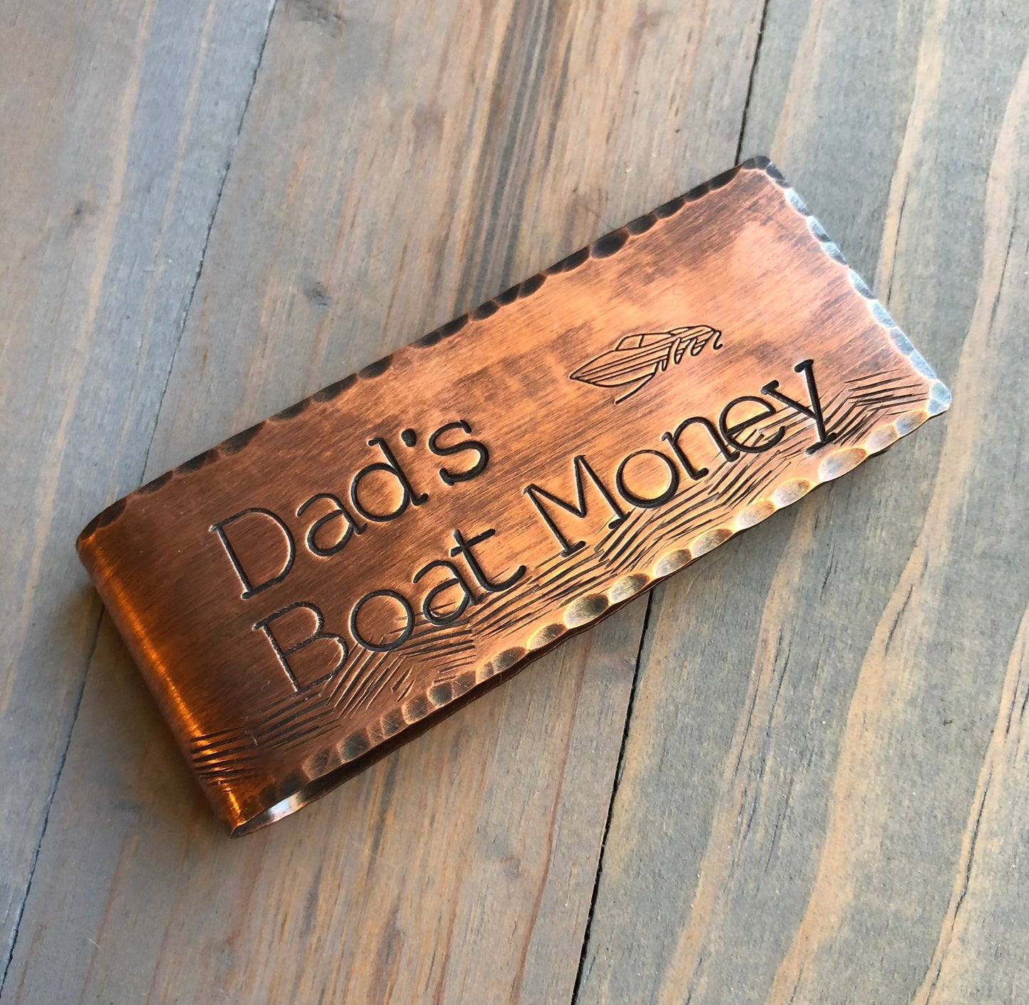 Copper Money Clip For Father's Day - Gift for Boater - Personalized Boating Money Clip - Custom Money Clip with Speed Boat - Power Boat Gift