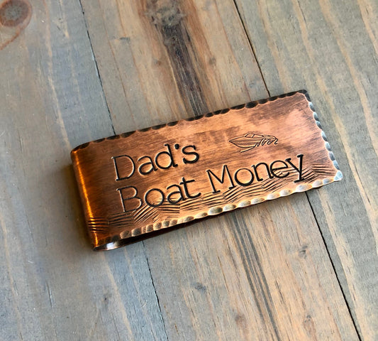 Copper Money Clip For Father's Day - Gift for Boater - Personalized Boating Money Clip - Custom Money Clip with Speed Boat - Power Boat Gift