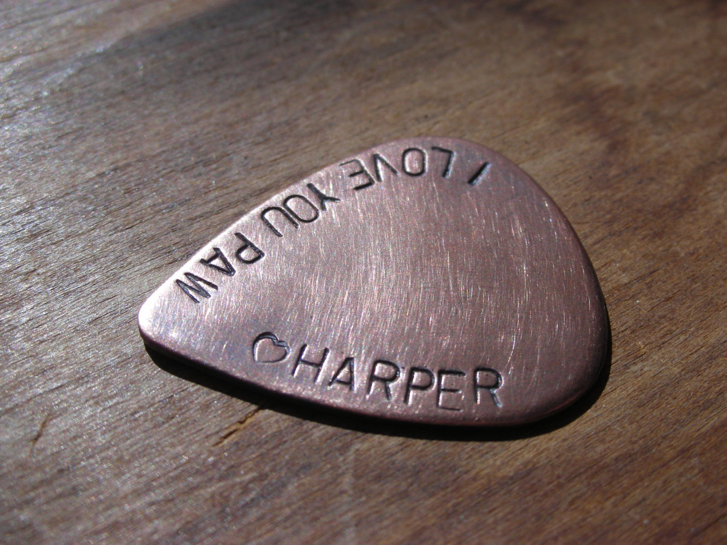FATHERS DAY GUITAR Pick--Handstamped Copper-Great Gift for Fathers Day, Husband, Boyfriend, Dad, Groomsmen