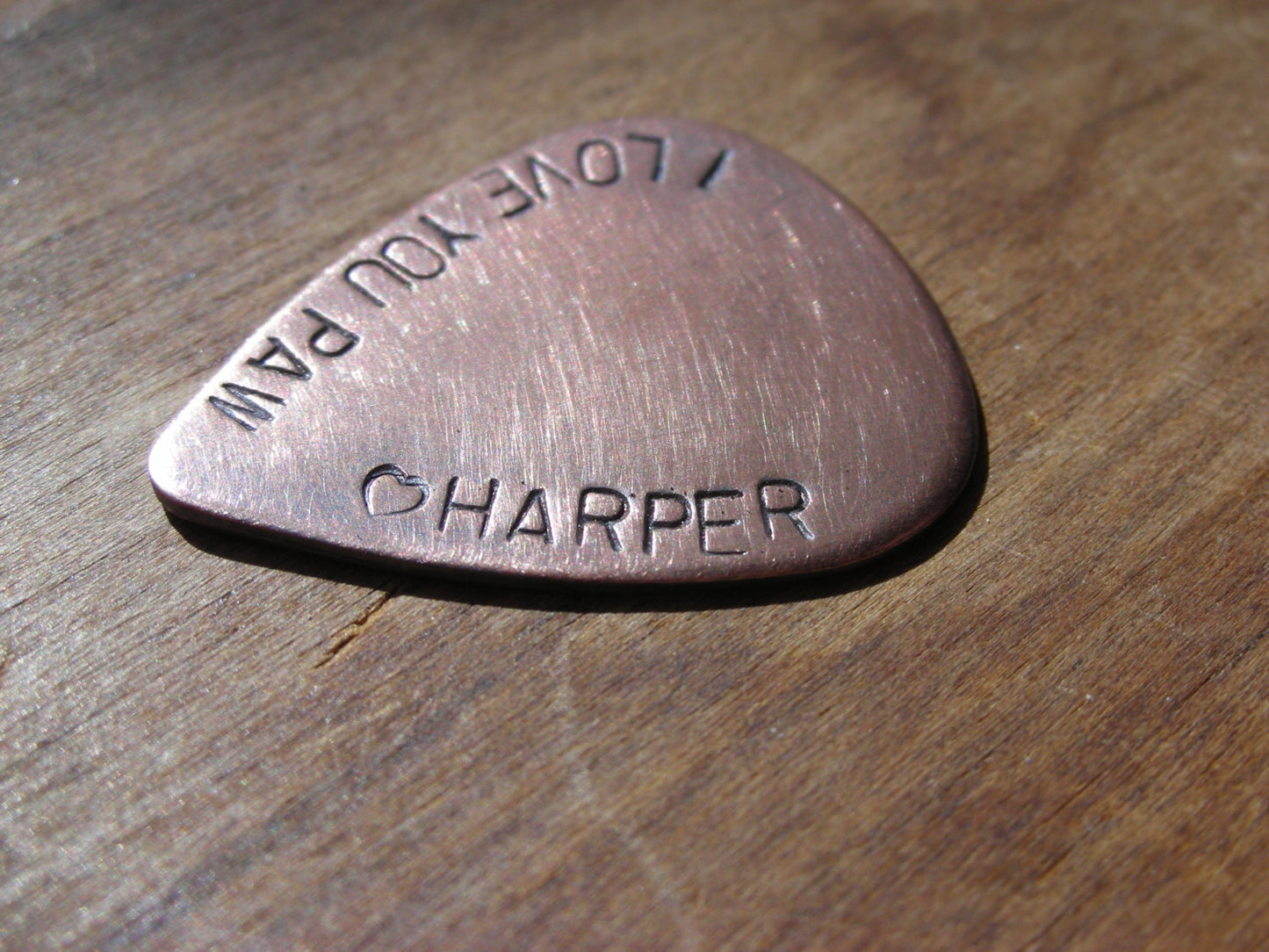FATHERS DAY GUITAR Pick--Handstamped Copper-Great Gift for Fathers Day, Husband, Boyfriend, Dad, Groomsmen