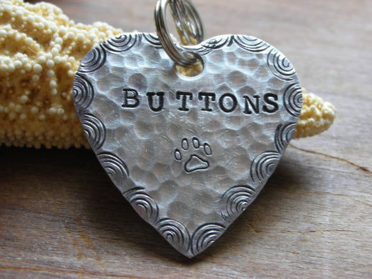 Antiqued Aluminum Pet ID Tag - Your My Heart