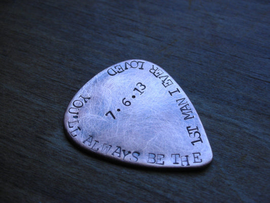FATHER of the BRIDE GUITAR Pick--Handstamped Copper-Gift for Father of the Bride, Dad Wedding Gift, Gift for Brides Father