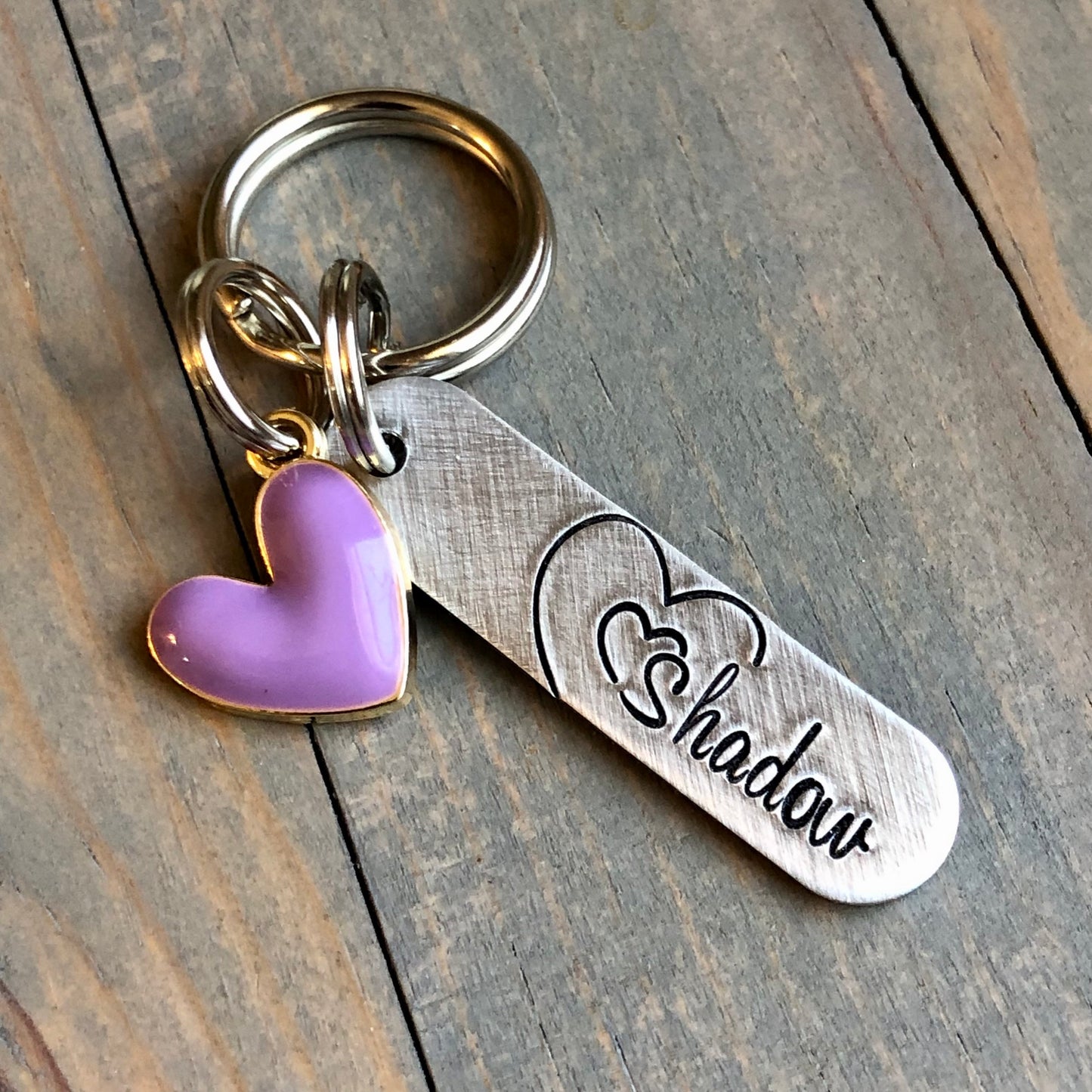 Custom Oblong Dog Tag with Double Heart-Personalized Dog Tag with Heart-Engraved Pet ID Tag-Tag for Dog Collar-Shadow