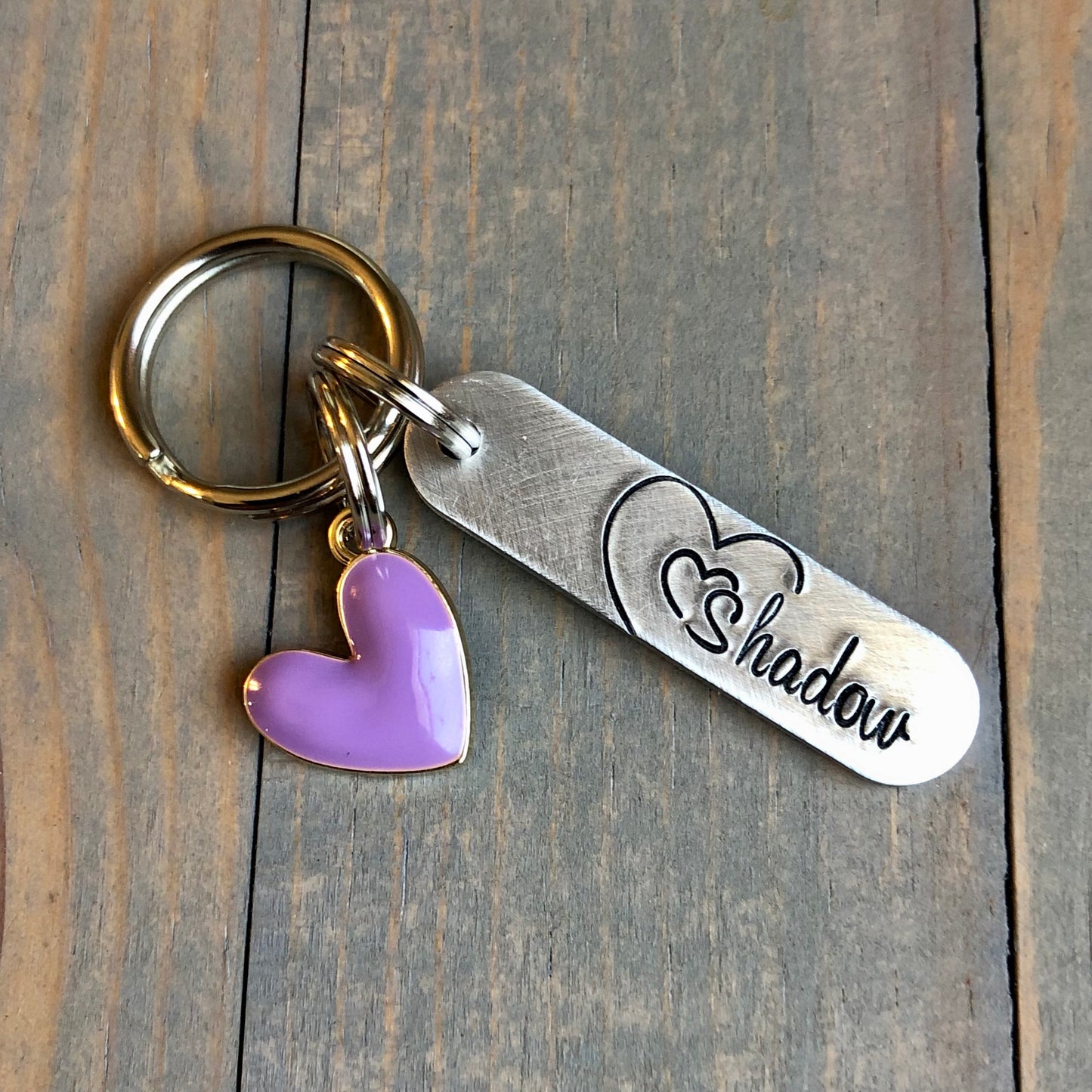 Custom Oblong Dog Tag with Double Heart-Personalized Dog Tag with Heart-Engraved Pet ID Tag-Tag for Dog Collar-Shadow