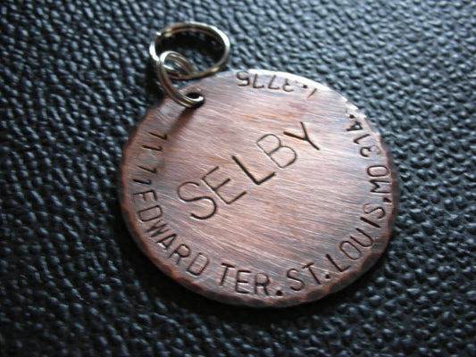 Custom pet ID tag for your dog, handstamped pet ID Tag-The Selby For Large-Big Dogs