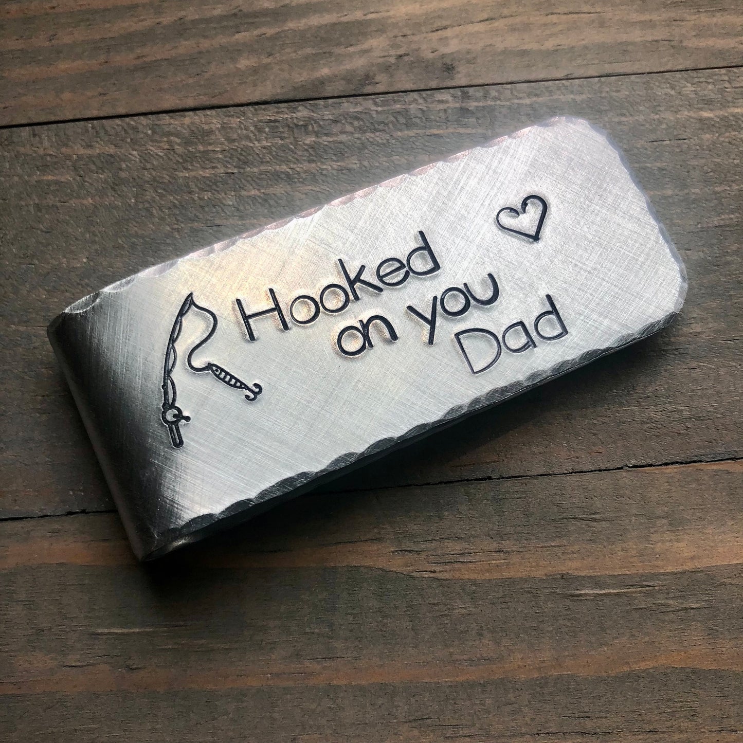 Personalized Money Clip for Fisherman - Father's Day Gift for Dad - Custom - Hand Crafted Money Clip in Bronze, Silver, Copper-Hooked On You