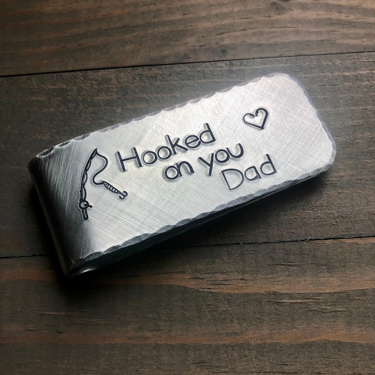 Personalized Money Clip for Fisherman - Father's Day Gift for Dad - Custom - Hand Crafted Money Clip in Bronze, Silver, Copper-Hooked On You