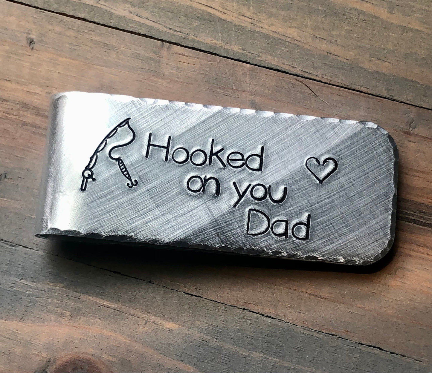 Personalized Money Clip for Fisherman - Father's Day Gift for Dad - Custom - Hand Crafted Money Clip in Bronze, Silver, Copper-Hooked On You