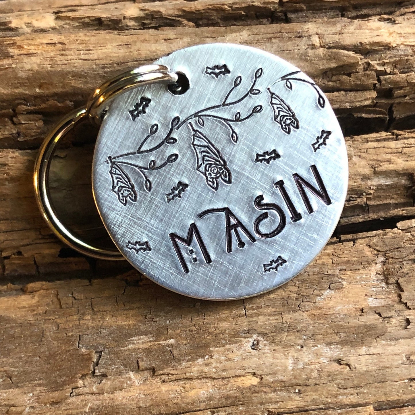 Bat Pet ID Tag, Dog Tag with Bats, Halloween Personalized Dog Tag, Spooky Vampire Pet Tag, 2 Sizes