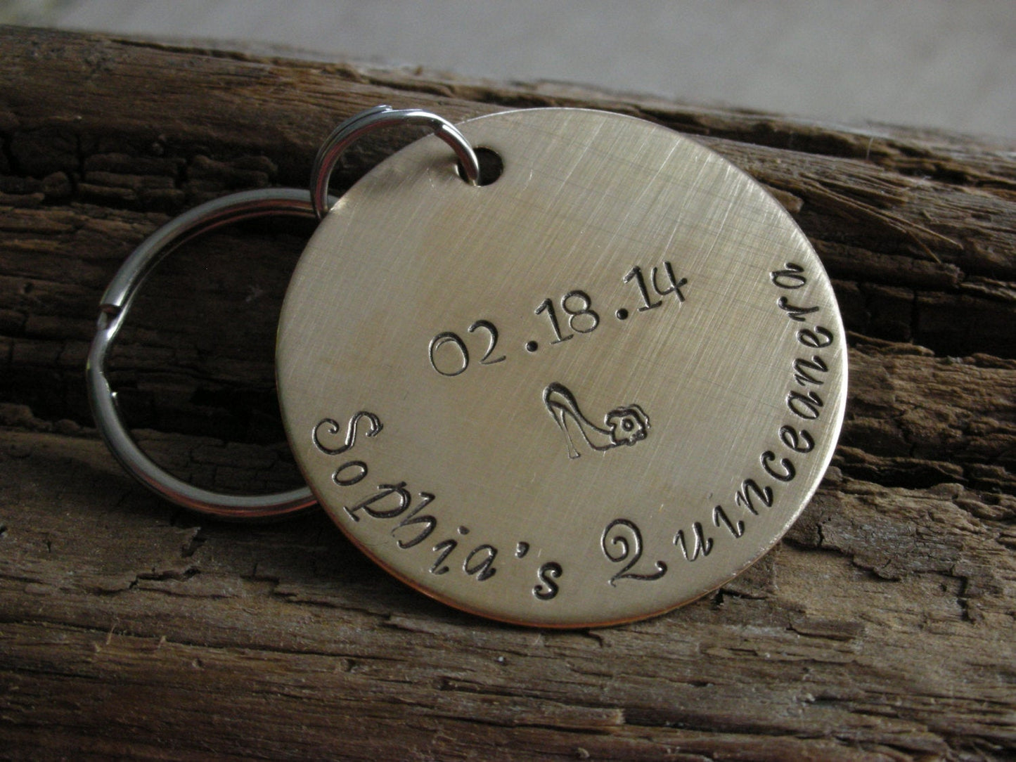 Quinceanera Handstamped Personalized Keychain-Fifthteenth Birthday Momentos-Quinceanera Gifts-Quinceanera Court Gifts