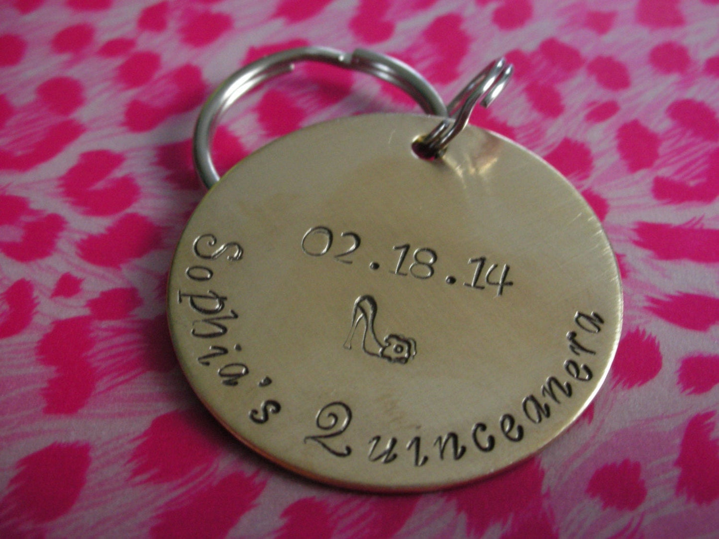 Quinceanera Handstamped Personalized Keychain-Fifthteenth Birthday Momentos-Quinceanera Gifts-Quinceanera Court Gifts