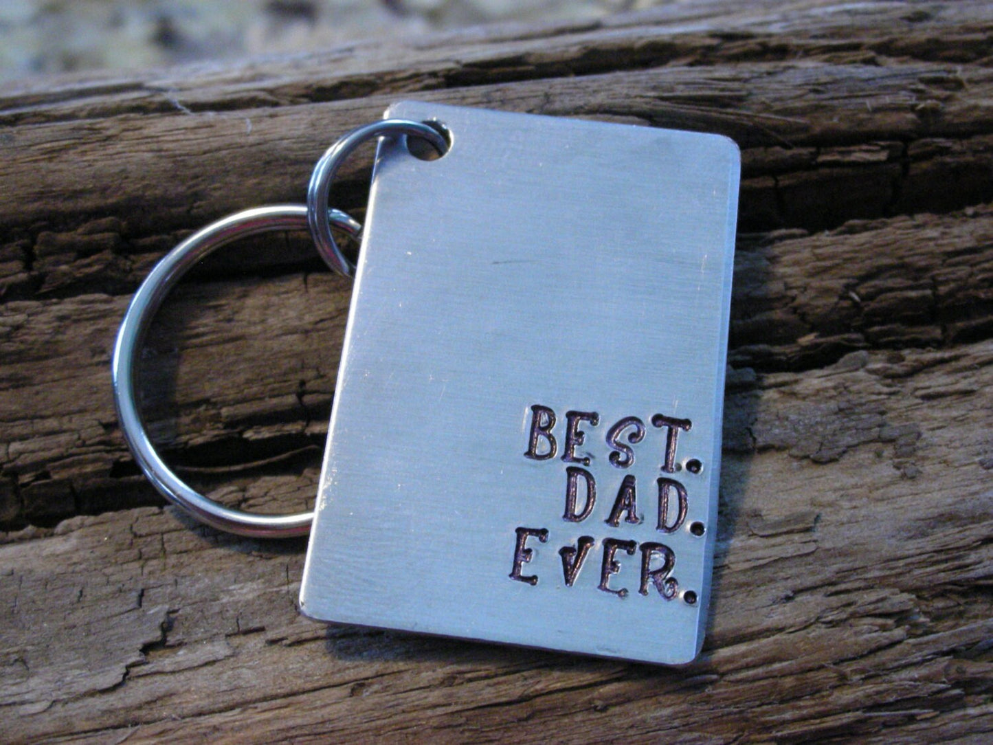 best.dad.ever. keychain -Fathers Day Keychain-Gift for Dad-Custom Handstamped Personalized Keychain