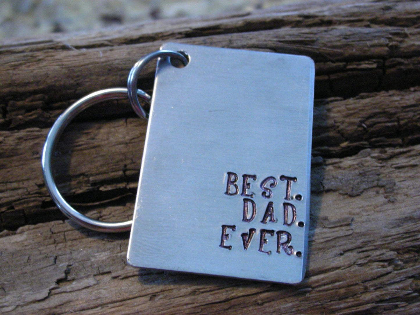 best.dad.ever. keychain -Fathers Day Keychain-Gift for Dad-Custom Handstamped Personalized Keychain