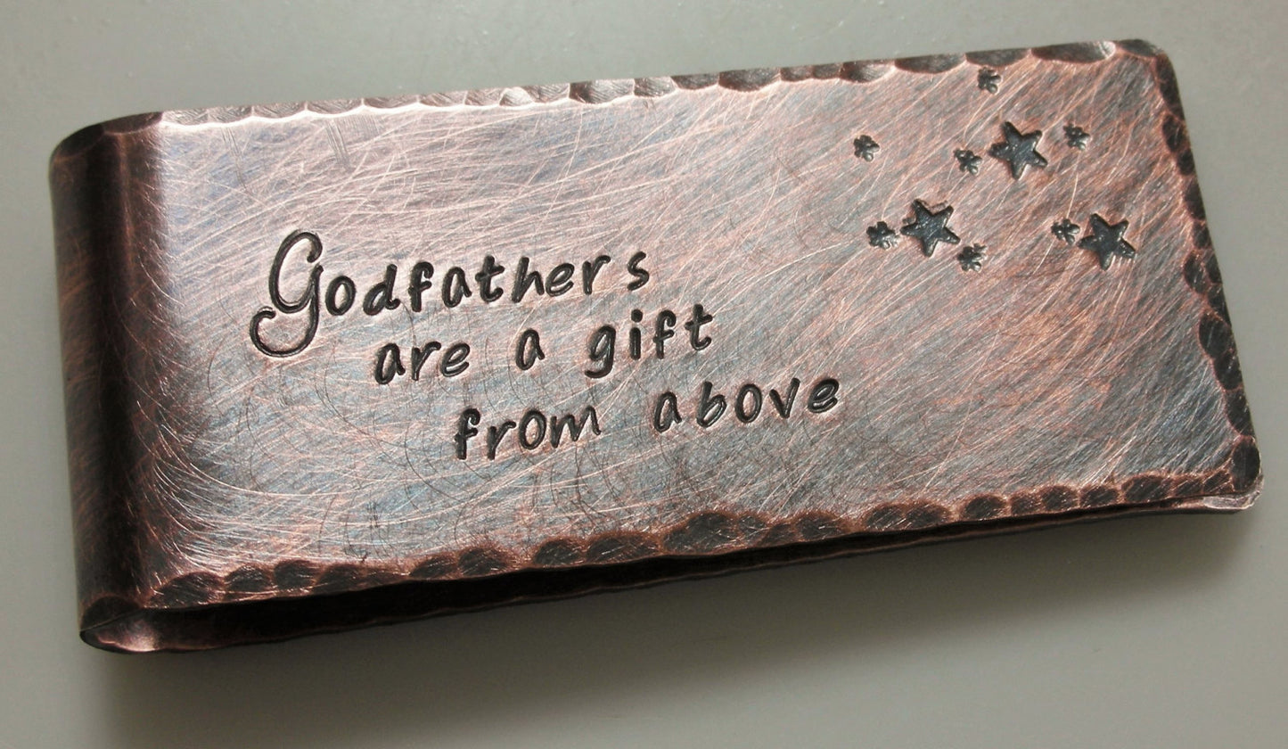 Godfather Personalized Money Clip-Fathers Day Gift-Godfather Gift-Moneyclip for Godfather=Godparent Gift