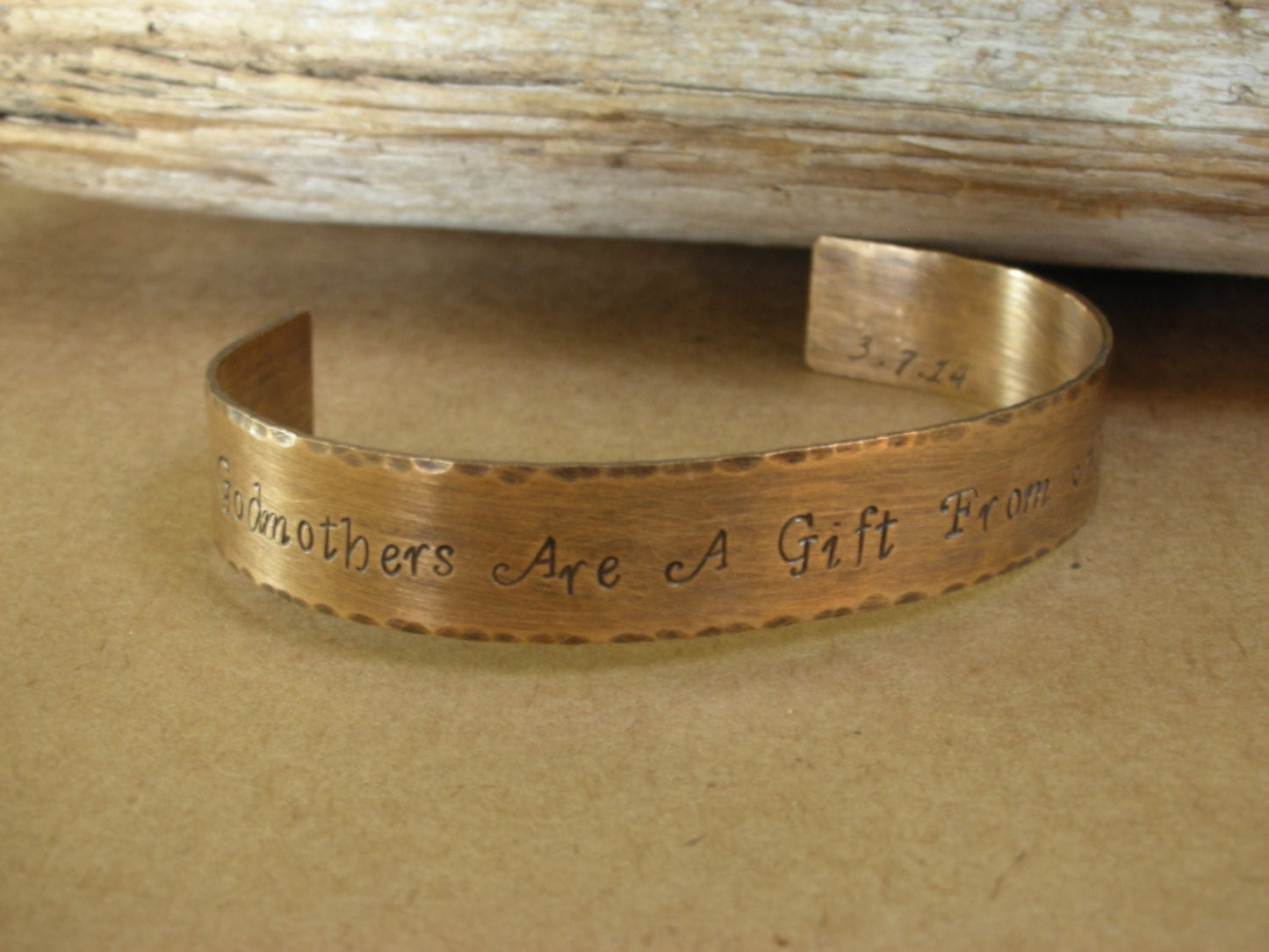 Custom Hand Stamped God Mother Bracelet-Personalized Bracelet in Copper, Aluminum And Bronze-Gift for Godmother-Godparent Gift-