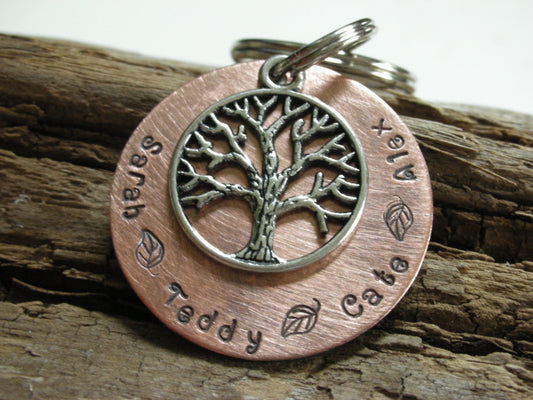 Family Tree Keychain-Custom Handstamped Keychain-Keepsake Family Tree Keychain-Mothers Day Gift-Customized Keychain