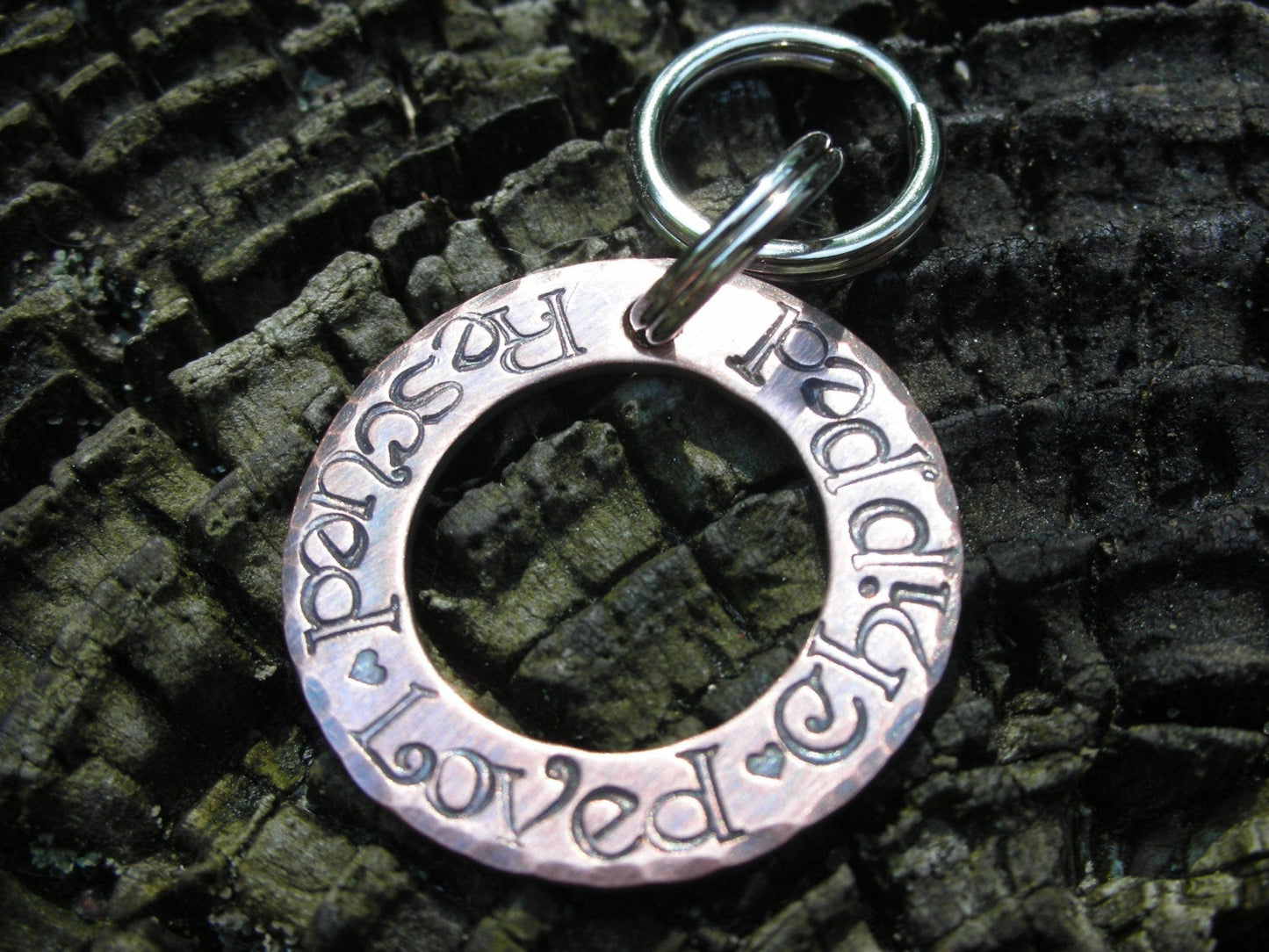 Custom Pet ID-Custom Dog Tag-Ring of Love-Handstamped Washer Pet Tag