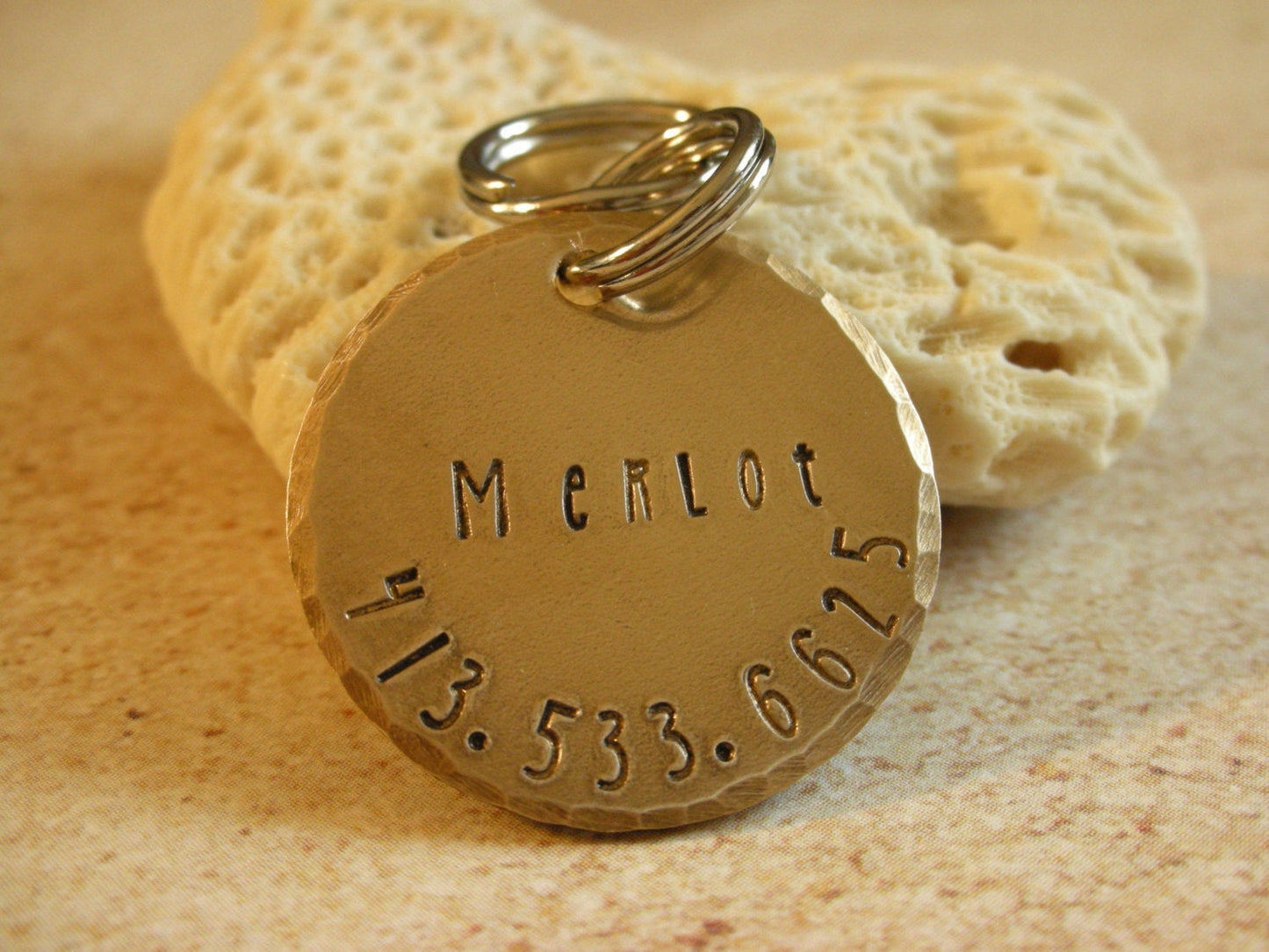 Custom Dog - Pet ID Tag-The Merlot-Shown in Warm Bronze