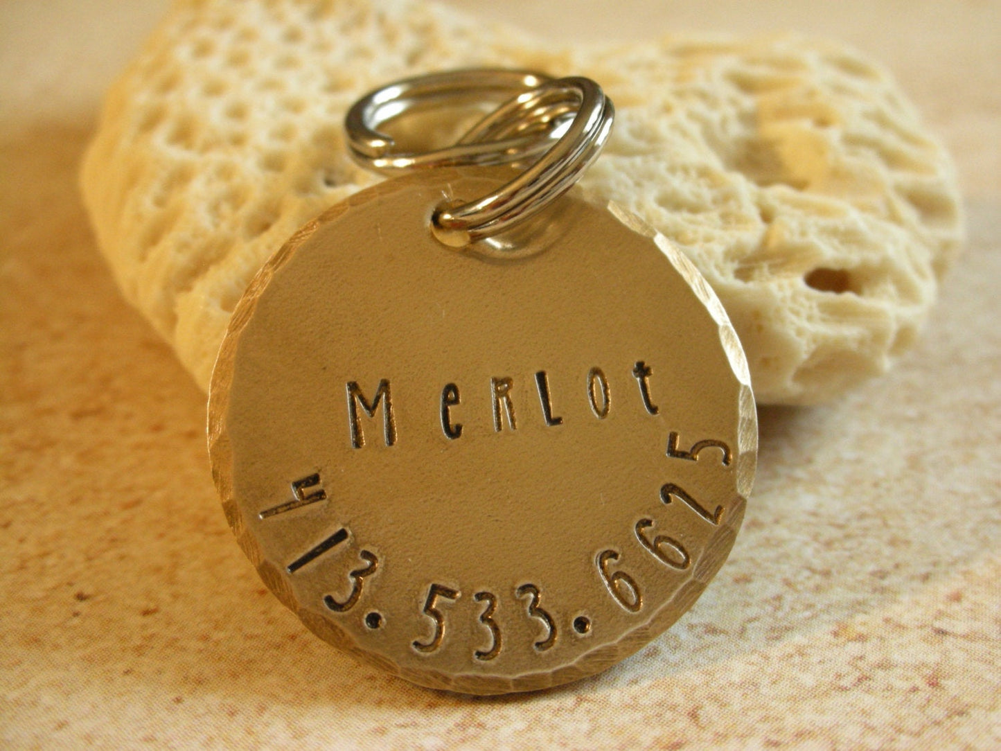 Custom Dog - Pet ID Tag-The Merlot-Shown in Warm Bronze