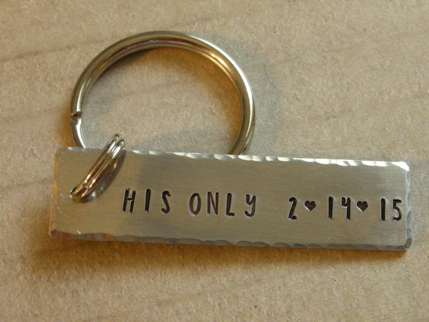 Couples Key Chain Set-Hand Stamped Couples Keychains-Her One His Only Gift for Valentines Day-Gift for Bride & Groom-Weddng Gift-Shower Gift
