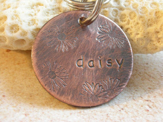 Pet Id Tag-Dog ID Tag-The Daisy Tag- ID Tag for Small or Medium Dog-Cat ID Tag
