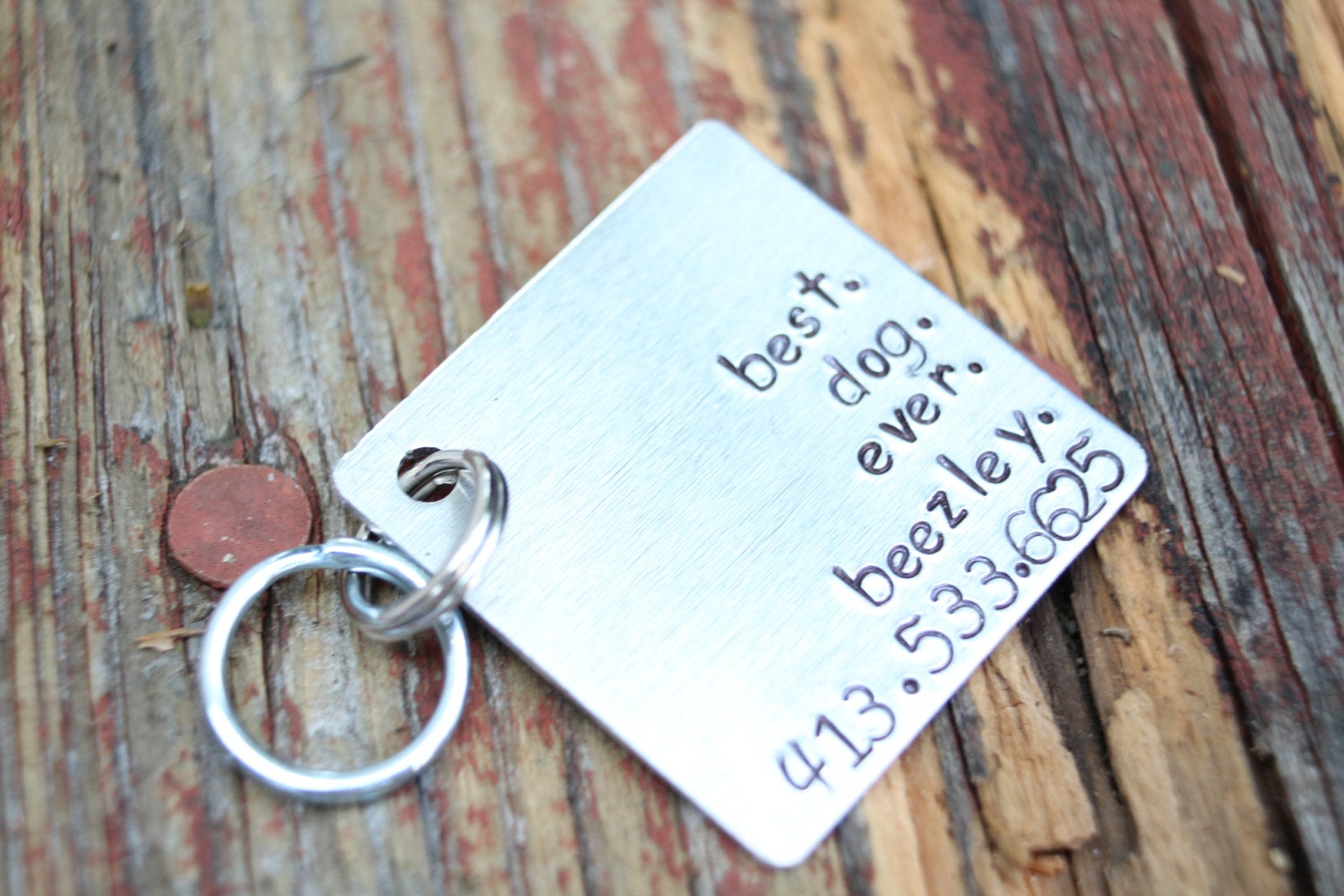 Custom Dog - Pet ID Tag, Best Dog Ever, Hand Stamped Dog ID Tag, Personalized Pet Tag