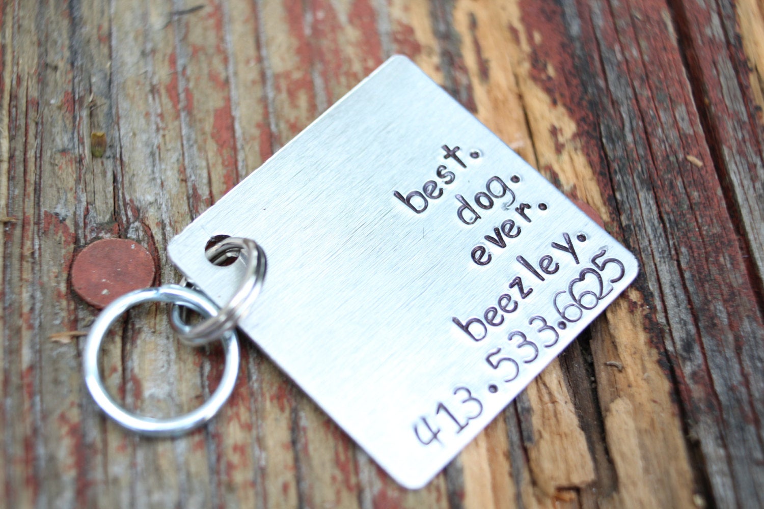 Custom Dog - Pet ID Tag, Best Dog Ever, Hand Stamped Dog ID Tag, Personalized Pet Tag