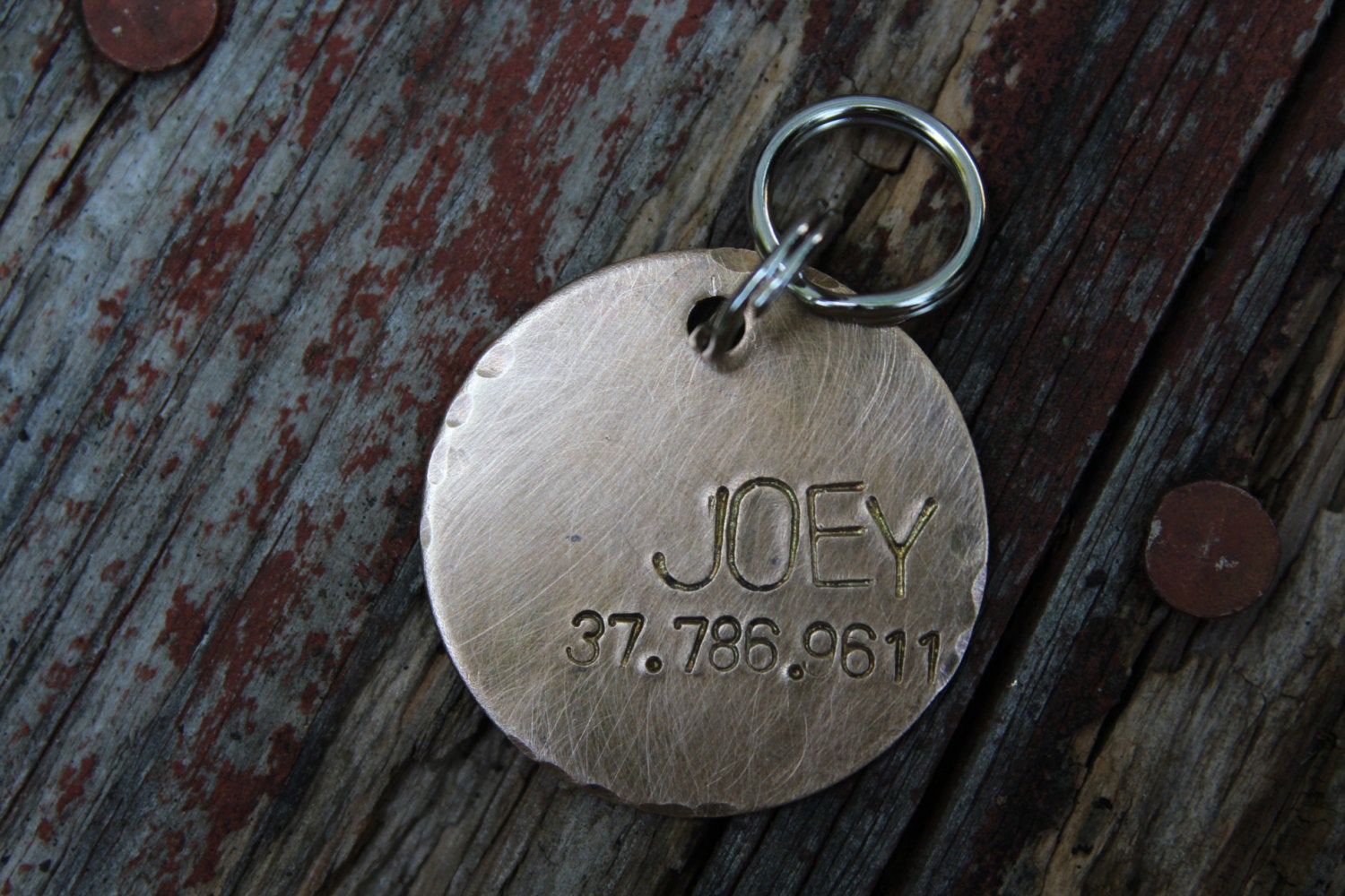 Custom Hand Stamped Dog ID Tag, Personalized Dog Tag, Bronze Dog Tag, The Joey