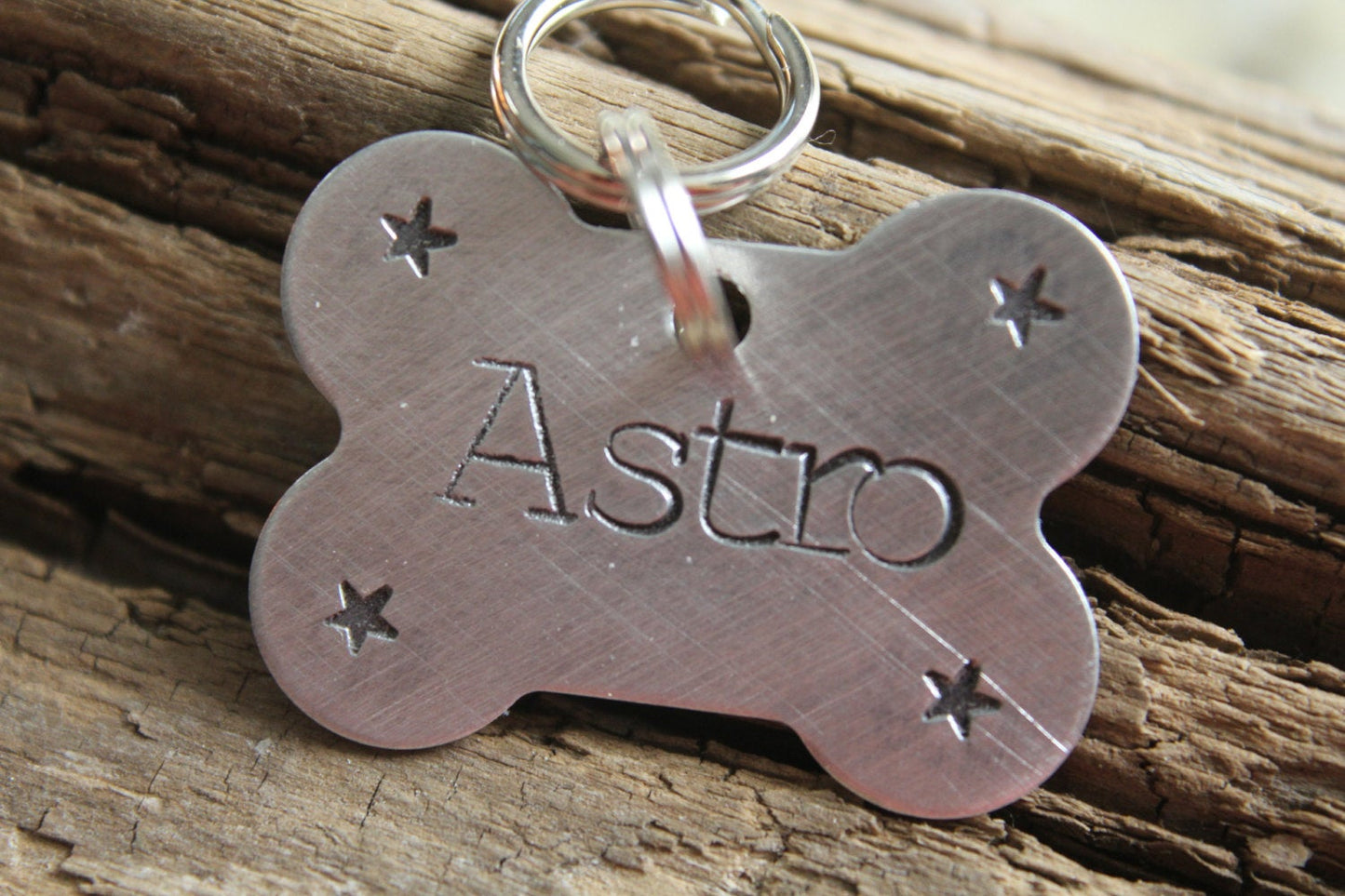 Custom Dog ID Tag, Dog Bone Tag, Hand Stamped Dog Tag, Bone Shaped Pet ID