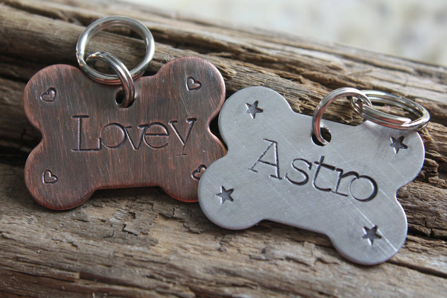 Custom Dog ID Tag, Dog Bone Tag, Hand Stamped Dog Tag, Bone Shaped Pet ID