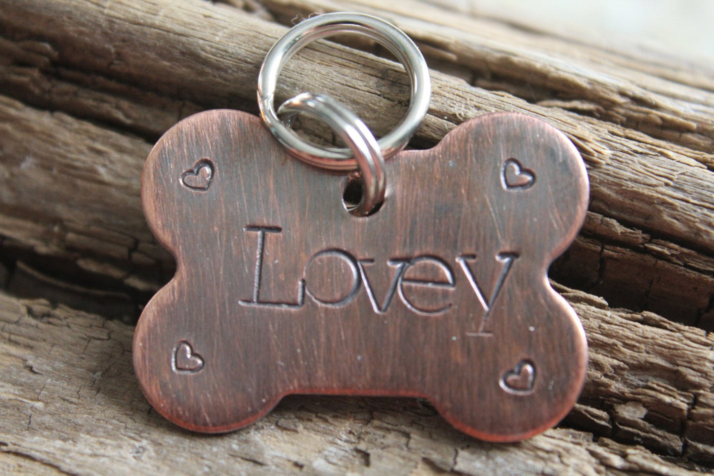 Custom Dog ID Tag, Dog Bone Tag, Hand Stamped Dog Tag, Bone Shaped Pet ID