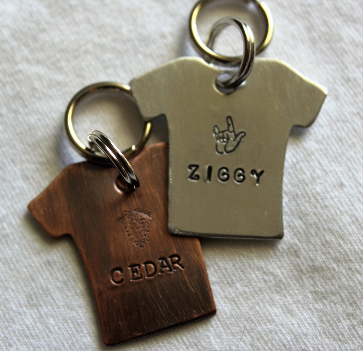 Custom Hand Stamped Dog ID Tag, Tee Shirt for Dogs Personalized Dog Tag, Tag for Dog, Copper Dog Tag, Aluminum Pet ID Tag